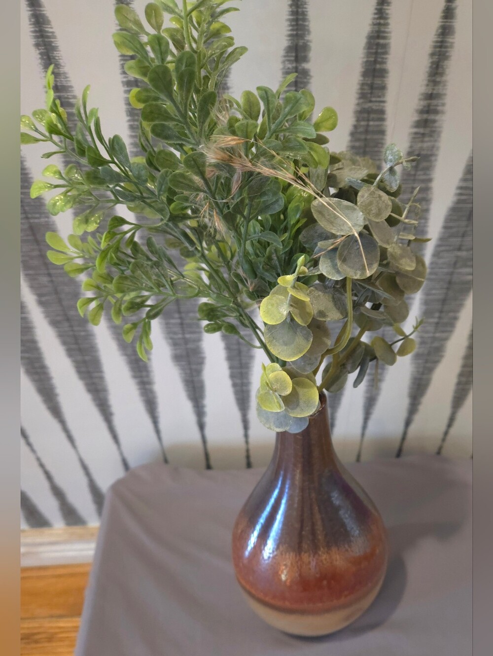 Large Decorative Ceramic Vase Brown Tan Drip Glaze Bottle Vase Rustic Farmhouse - Picture 5 of 11